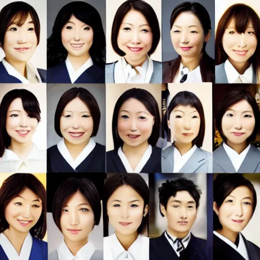 Prompt: face of japanese women and men