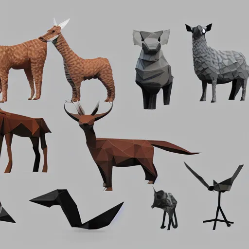 Image similar to low-poly animal 3d model pack