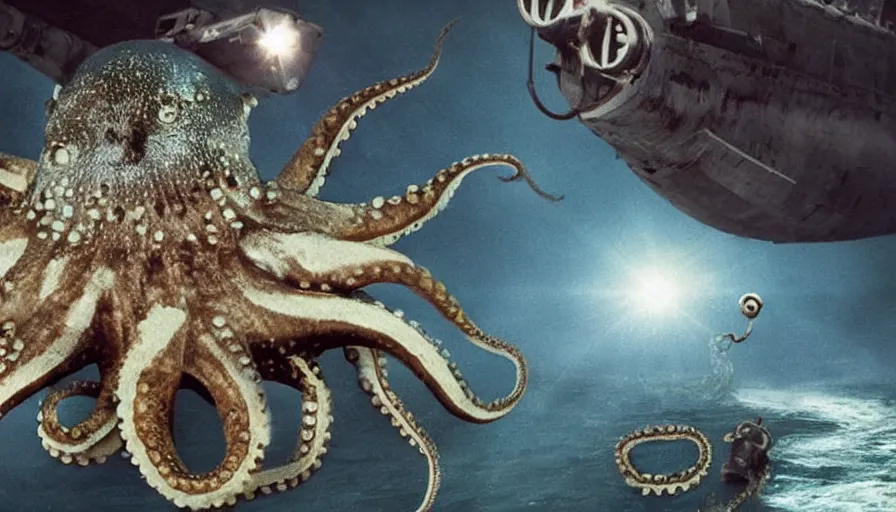 Image similar to Movie about an octopus attacking a nuclear submarine