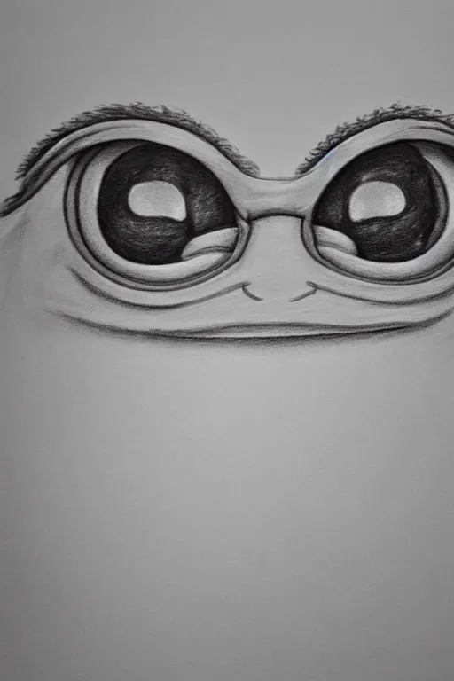 Image similar to portrait drawing of pepe the frog, ultra detailed highly realistic, trending on artstation, rule of thirds, extreme high detail, soft lighting, rim light, volumetric lighting and effects,