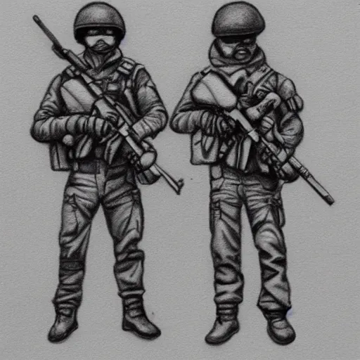 Image similar to mini militia, pencil art