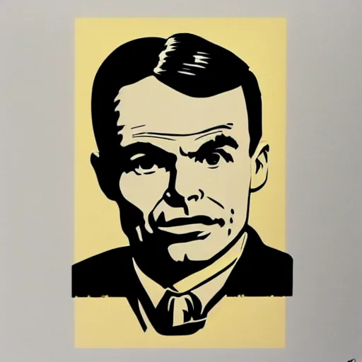 Image similar to individual alan turing silk screen butcher billy style