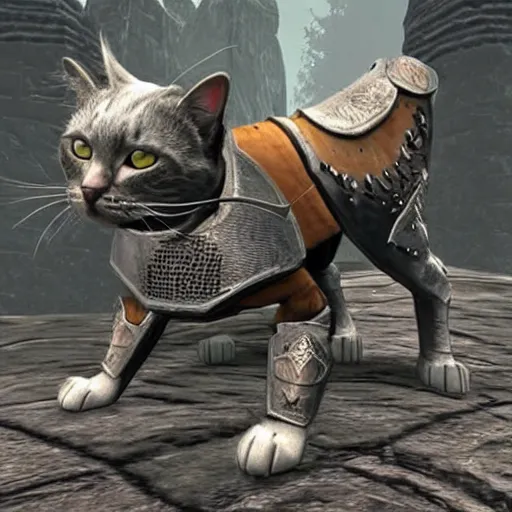 Image similar to cat in daedric armor