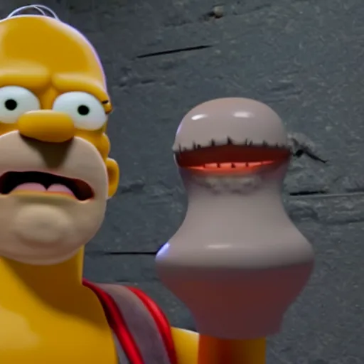 Image similar to Homer in real life scary and creepy 4K quality super realistic