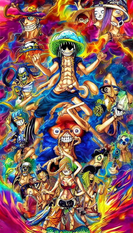 Image similar to psytrance artwork, from one piece