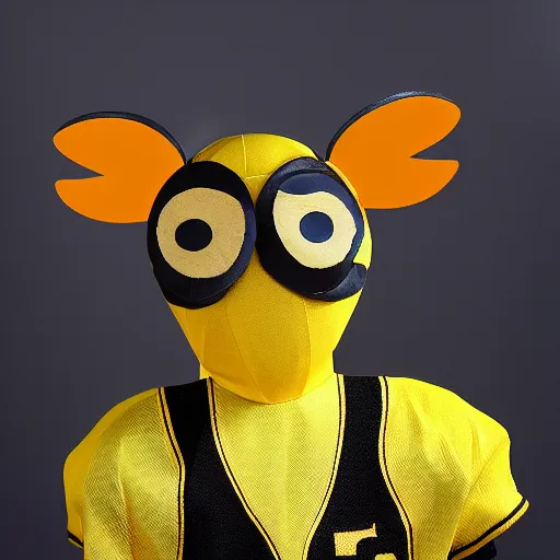 Image similar to sports team mascot, bug fly mascot costume, cocroach, the house fly, football mascot, anthropomorphic horsefly bug HD official photo, high quality costume