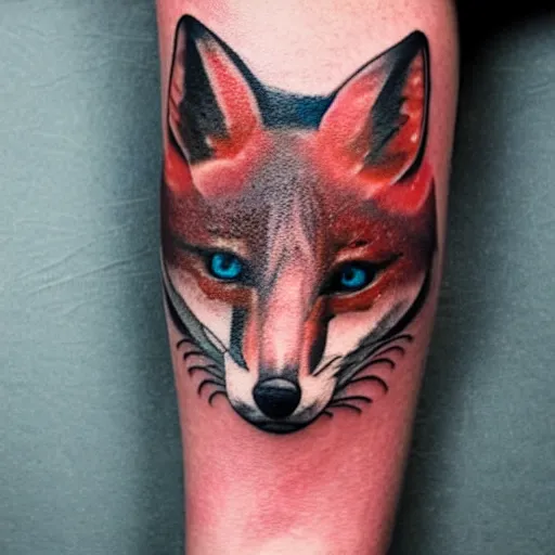 Prompt: A tattoo of a fox, shoulder, abstract