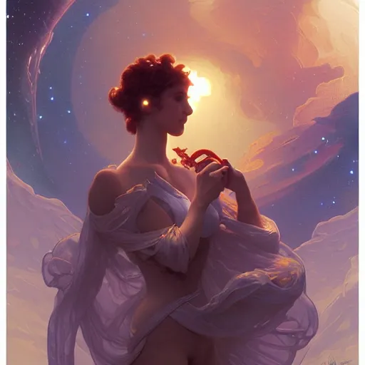 Prompt: space pudding, intricate, elegant, highly detailed, digital painting, artstation, concept art, smooth, sharp focus, illustration, art by artgerm and greg rutkowski and alphonse mucha and william - adolphe bouguereau