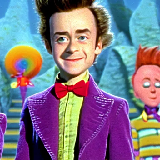 Prompt: A still of Jimmy Neutron in Willy Wonka