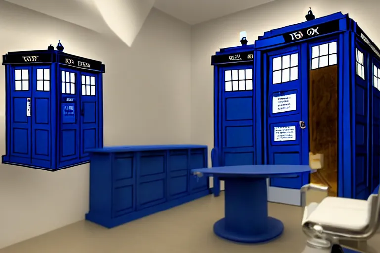 Image similar to tardis console room, dr who, dentist office