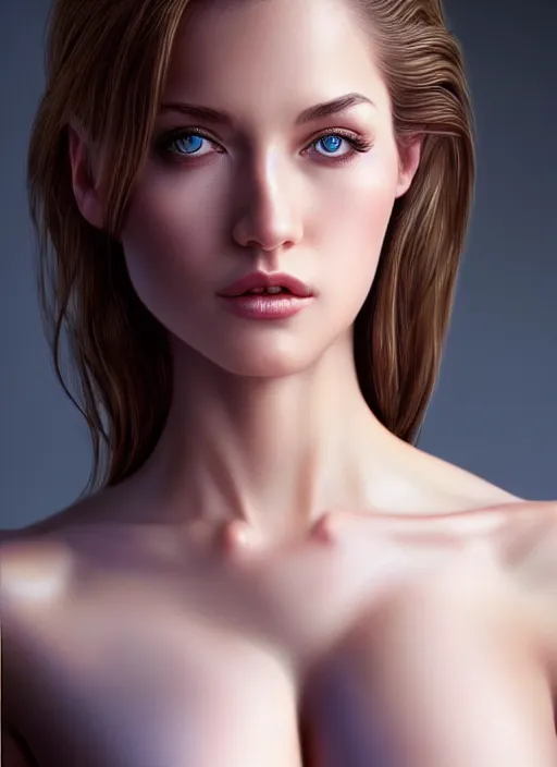 Image similar to a gorgeous female photo, professionally retouched, soft lighting, realistic, smooth face, full body shot, torso, dress, perfect eyes, wide angle, sharp focus on eyes, 8 k high definition, insanely detailed, intricate, elegant, art by marc hill and artgerm and johannes wessermark