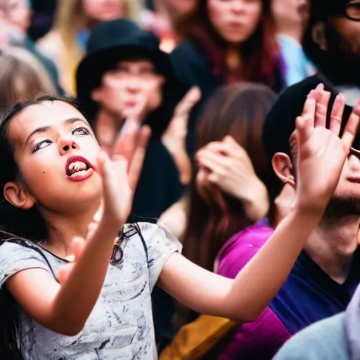 Prompt: girl in new york casting spell in crowd