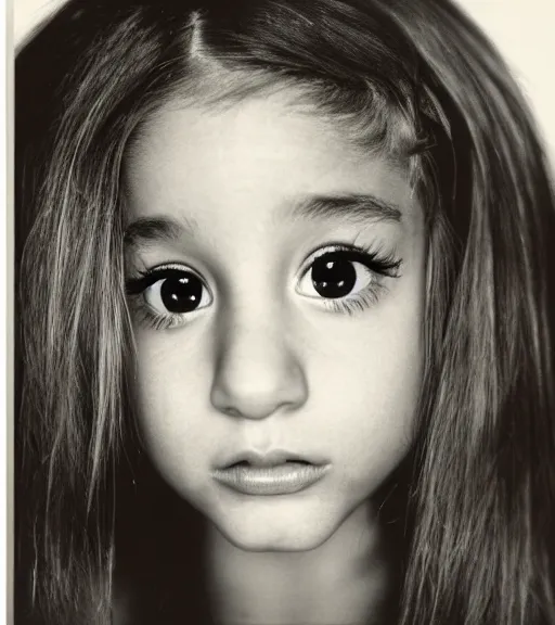 Image similar to award winning photo of Ariana Grande, symmetrical face by Sally Mann