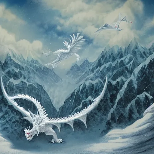 white dragon flying