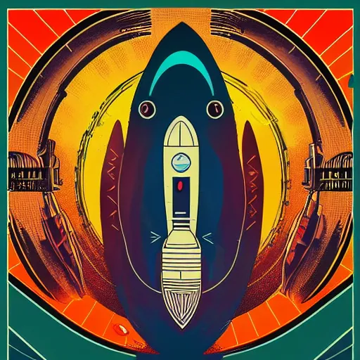 Image similar to rocket ship album art, cover art, poster