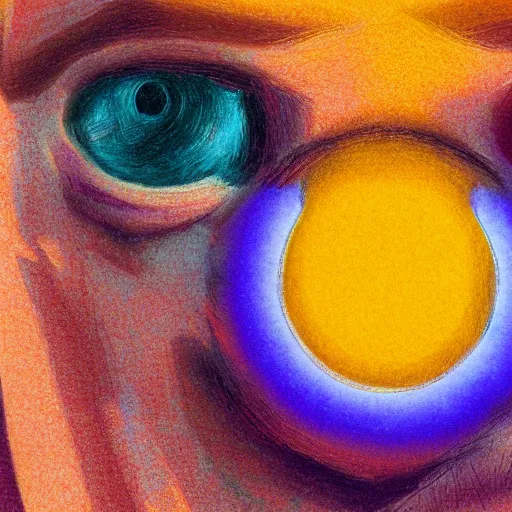 Image similar to an orbeez glowing inside a person's ear, macro detail in the style of dana schutz