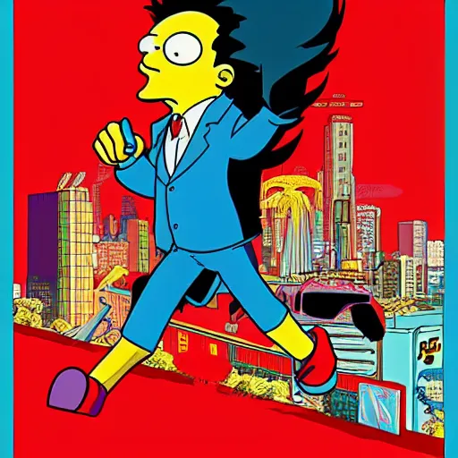 Prompt: akira classic poster in simpsons style