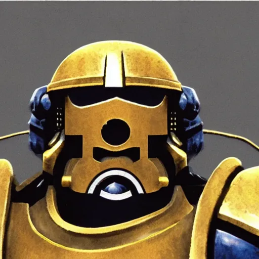 Prompt: an technical illustration of the helmet of a space marine from warhammer 4 0 k