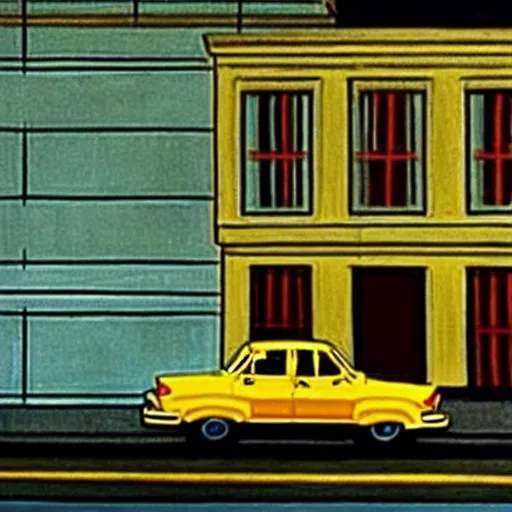 Image similar to taxi driver, a movie by martin scorsese, in a style of edward hopper