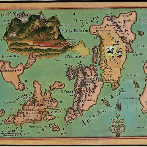 Prompt: map of thailand, fantasy, 1 7 th century,