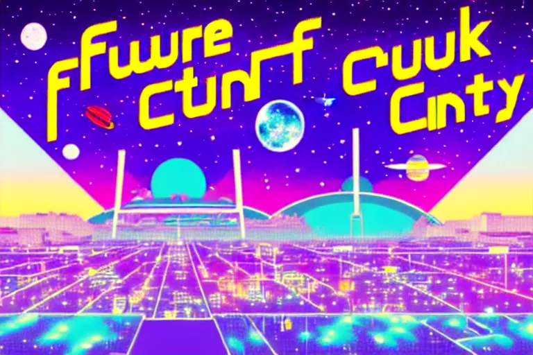 Image similar to future funk space city