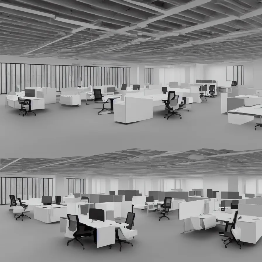 Image similar to concept art of severance indoor office scenario, designed by dieter rams