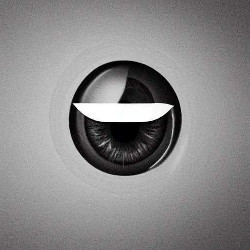 Image similar to corporate logo of an eye, black & white, no gradient ( ( ( ( ( monolithic, capitalism, structure, dark, muted, ominous, rigid, geometrical, minimalist ) ) ) ) )