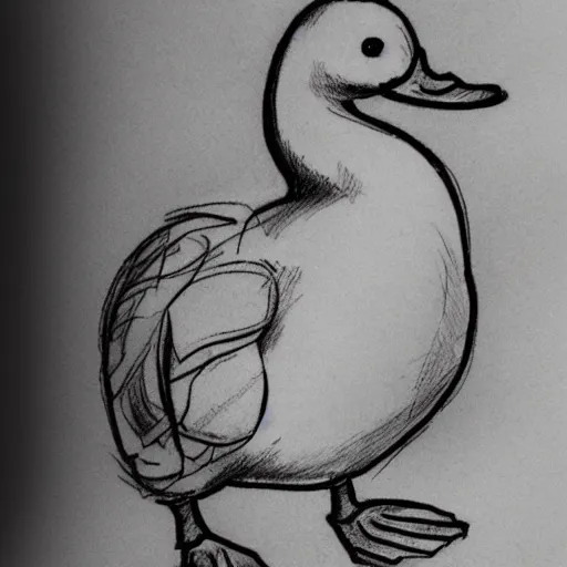 Image similar to realism tattoo design sketch of a duck, in the style of Da Ink