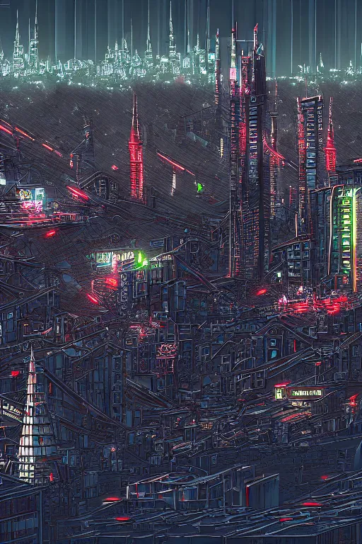 Image similar to skyline of istanbul, artstation, cyberpunk style