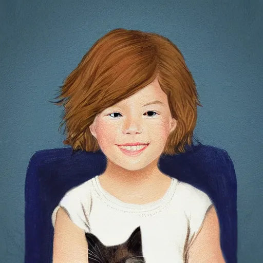 Prompt: girl holding a cat illustration portrait