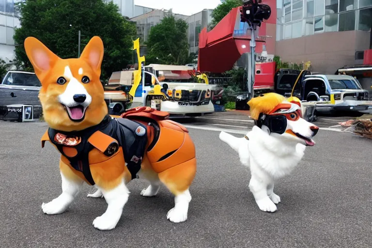 Prompt: giant mecha anime corgi