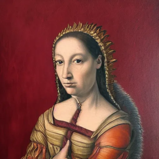 Prompt: a red dragon, profile picture, renaissance style, oil paint