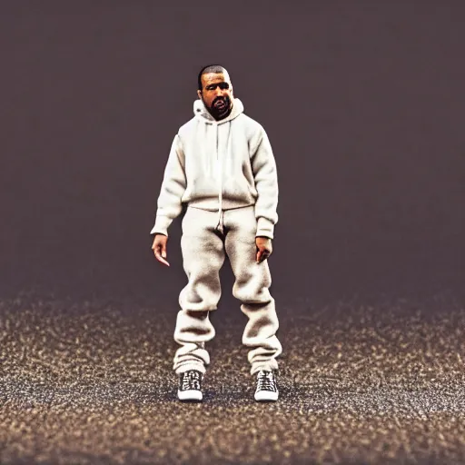 Image similar to macro photography of ho scale miniature kanye west figure