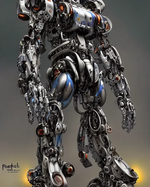 Image similar to futuristic mecha by frank franzetta, biomechanical, 4 k, hyper detailed