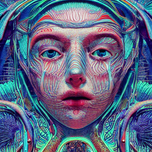 Prompt: a girl with huge shiny silver eyes, colored woodcut, poster art, by Mackintosh, art noveau, by Ernst Haeckel, bright pastel colors, 8k, octane render