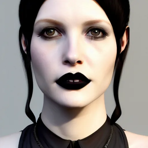 Image similar to portrait of a dignified feminine beautiful young pale goth lady, unique and novel, photorealistic, sublime, 16k, smooth, sharp focus, cgsociety, trending on ArtStation, volumetric lighting