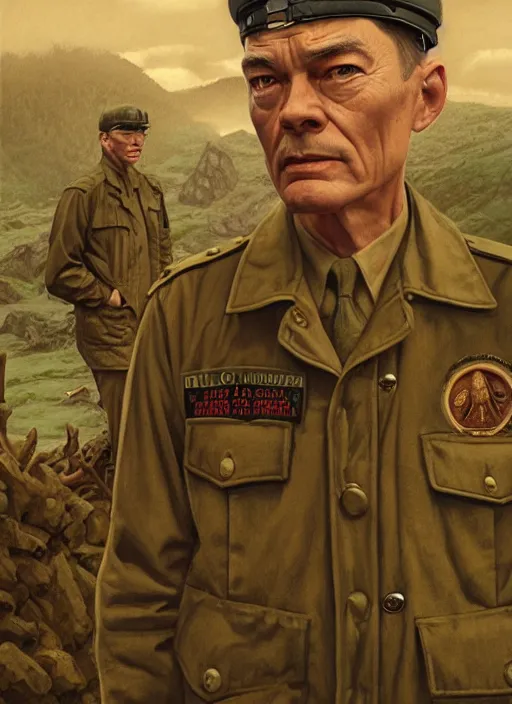 Image similar to twin peaks movie poster art, portrait of a vietnam war scene, from scene from twin peaks, clean, simple illustration, nostalgic, domestic, highly detailed, digital painting, artstation, concept art, smooth, sharp focus, illustration, artgerm, donato giancola, joseph christian leyendecker, wlop