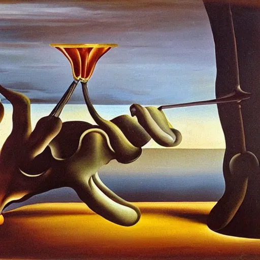 Image similar to Blood surrealism Salvador Dali matte background melting oil on canvas