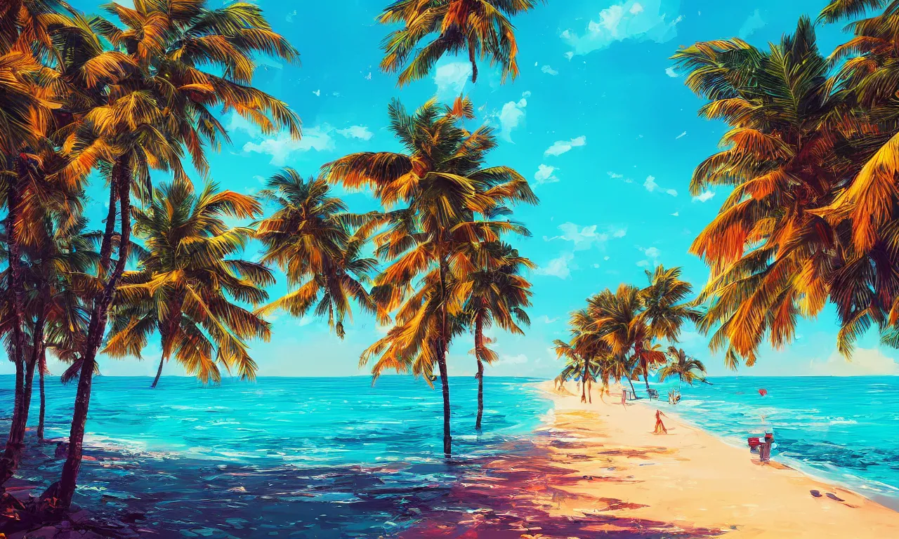 Image similar to paradise beach by alena aenami artworks in 4 k