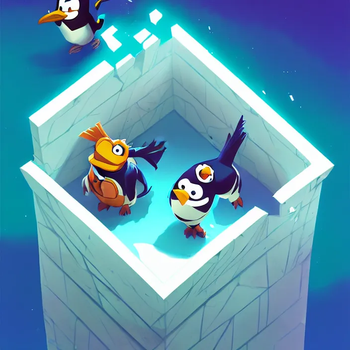 Image similar to the box dimension from club penguin, in marble incrusted of legends official fanart behance hd by jesper ejsing, by rhads, makoto shinkai and lois van baarle, ilya kuvshinov, rossdraws global illumination