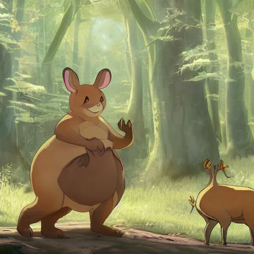 Image similar to concept art painting of an anthropomorphic chubby doe wearing gold robes, in the deep forest, realistic, detailed, cel shaded, in the style of makoto shinkai and greg rutkowski and james gurney