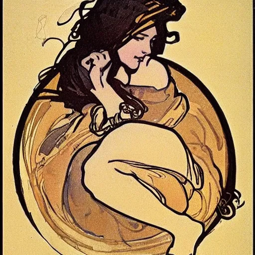 Prompt: a croissant by alfonse mucha