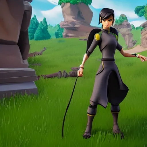 Image similar to toph beifong in fortnite, character render, full body shot, highly detailed, in game render