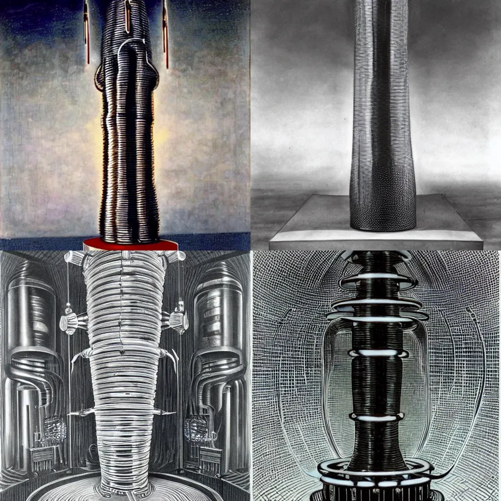 Prompt: The Infinity Tesla Coil by H.R. Giger