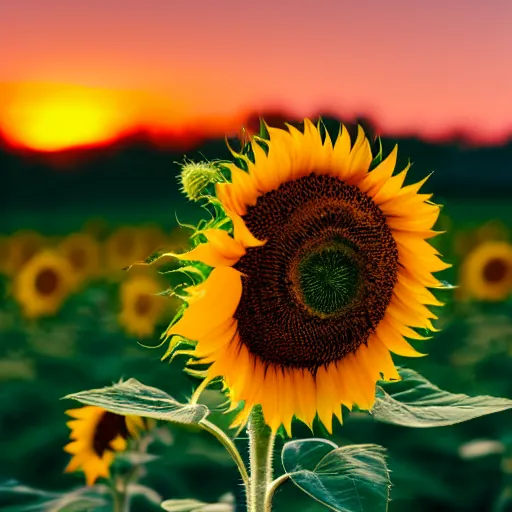 Prompt: sunflower in a sunset 4k professional picture
