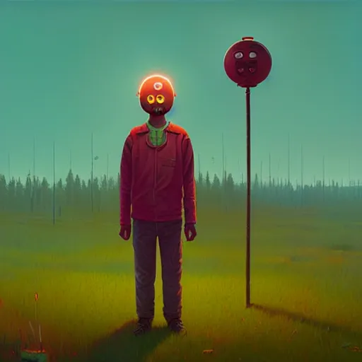 Image similar to The Harbinger, a full-body portrait by Simon Stålenhag