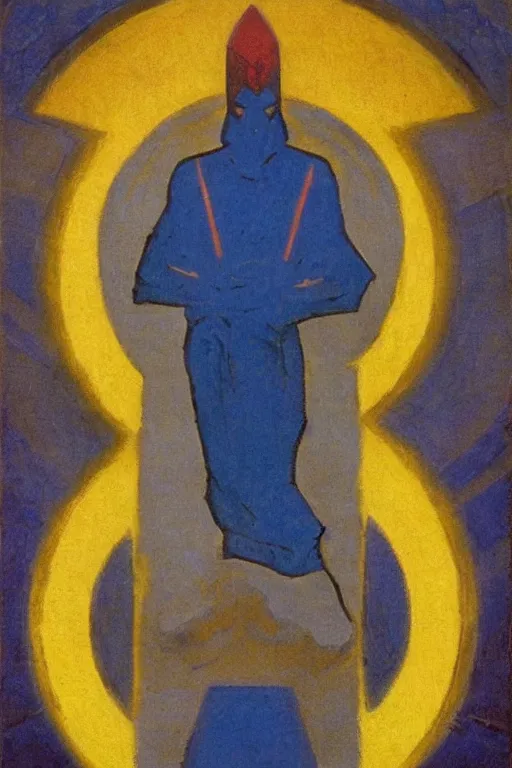 Image similar to thor, marvel, artwork by nicholas roerich,