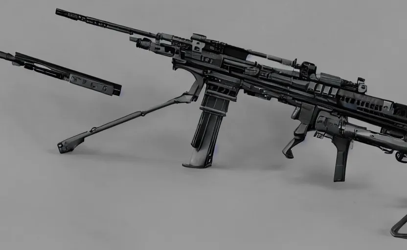 Image similar to a highly futuristic science - fiction rifle