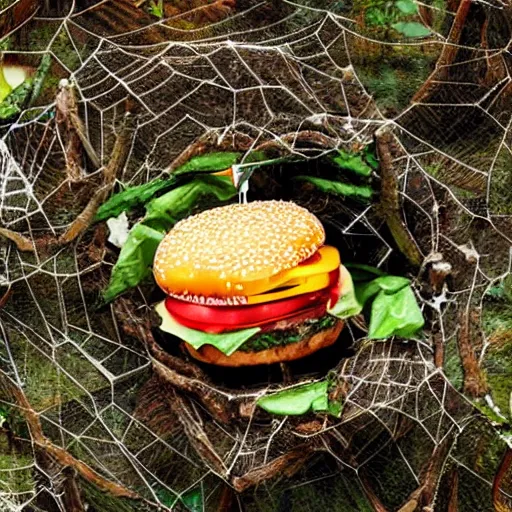 Image similar to a burger shaped spider nest