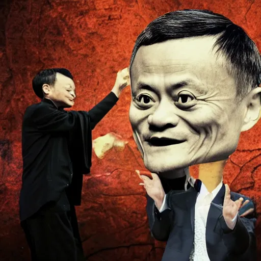 Image similar to jack ma is casting magic like a wizard, surreal photography